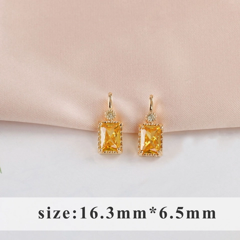 18k Gold Plated Copper Rectangular Zirconia Pendants For Jewelry Making Elegant Gemstone Earring Components DIY Craft Materials