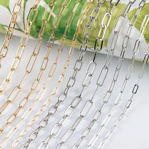 High Quality Copper Paperclip Chain For DIY Jewelry Making 18K Gold Rhodium Plated Minimalist Handmade Necklace Accessory