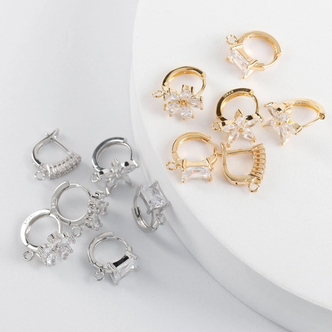 DIY Schmuckzubehör 18K Vergoldet Rhodiniert Kupfer Zirkonia Blume Geometrisch Ohrring Haken Verschlüsse Damen Zubehör
