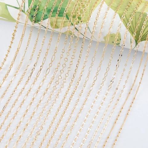 18K Gold Plated Copper Bulk Chain For Jewelry Making Minimalist Paperclip Figaro Cable Chain DIY Craft Supplies For Necklace