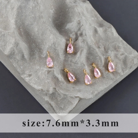 DIY Copper Zirconia Water Drop Pendants Gold Plated Teardrop Charms For Necklace Bracelet Earring Jewelry Making Materials