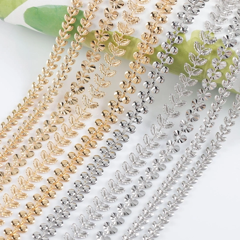 Kupfer 18K Gold Rhodium Platiert Blatt Herz Wellig Zierkette Für DIY Schmuckherstellung Koreanischen Stil Handgefertigtes Material