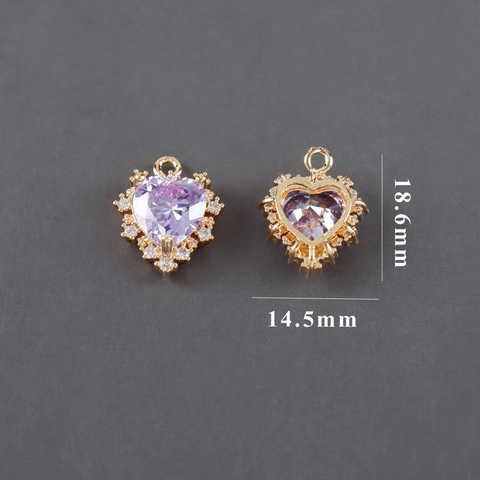 18K Gold Rhodium Beschichtete Herz Zirkonia Anhänger DIY Schmuckherstellung Zubehör Kupfer Herz Charms Für Halskette Ohrringe