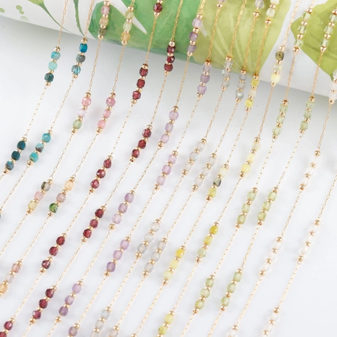 Minimalistische Edelstahl-Perlenkette Mit Natursteinen Bergkristall Amethyst DIY-Schmuckherstellung Handgefertigtes Zubehör