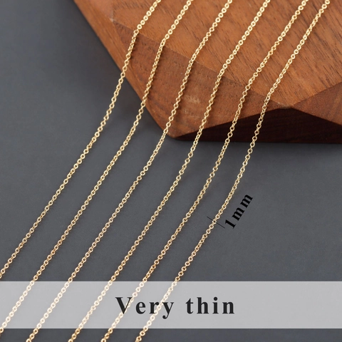 Cadena de Cobre Minimalista para Hacer Joyas Chapada en Oro 18K 14K Rodio Cadena de Cruz para Collar Pulsera DIY Materiales