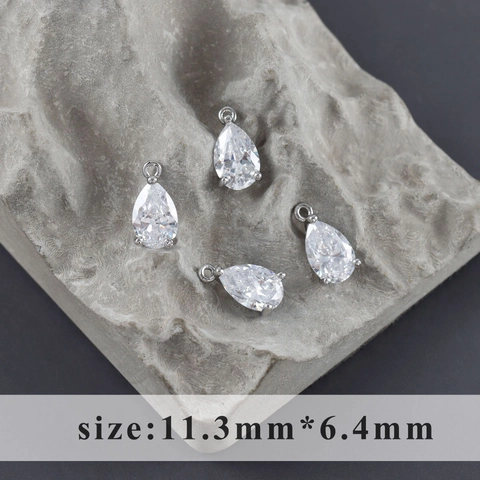 18K Gold Rhodium Plattiert Kupfer Zirkonia Birne Wassertropfen Anhänger Facettierter Edelstein Charms Für DIY Schmuck