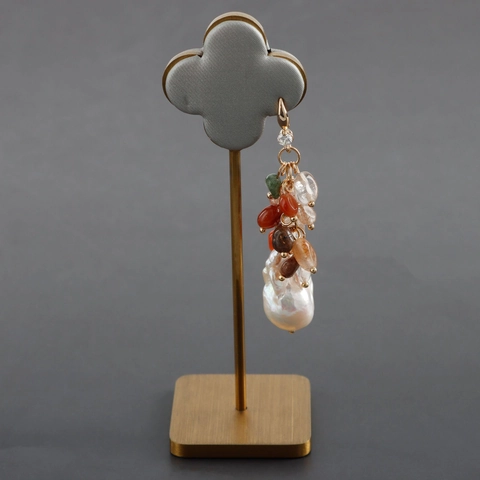 Cadena de Cobre Chapado en Oro 18K Con Piedra Natural Para Creación de Joyas DIY Accesorios de Borlas de Piedra