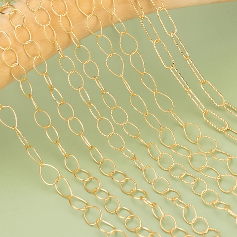 Copper Embossed DIY Jewelry Chains Gold Silver Plated Paperclip Chain For Necklace Bracelet Making Accessory
