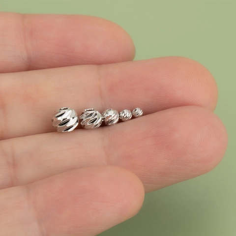 Cuentas Espaciadoras Redondas Facetadas de Cobre Bañado en Oro 18K Rodio Textura Espiral Cuentas Sueltas Metálicas para Joyería Hecha a Mano DIY