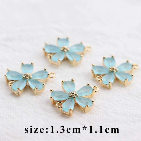 18K Vergoldet Kupfer Zirkon Fünf Blütenblätter Blume Charms Für DIY Halskette Ohrring Herstellung Floral Schmuck Anhänger Zubehör