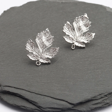 Vintage Copper Leaf Pendants For DIY Earring Jewelry Making 18k Gold Silver Plated Maple Monstera Shape Jewelry Findings