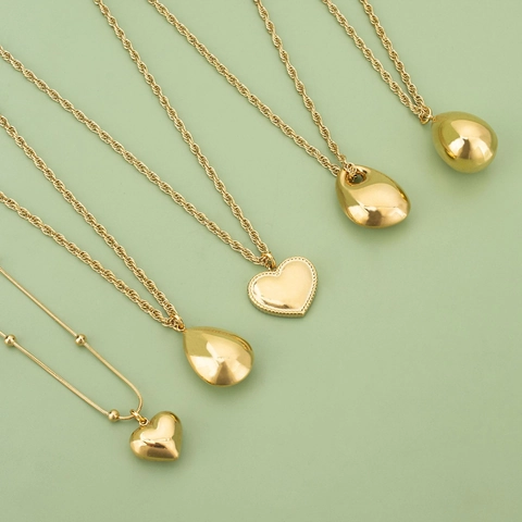 Colgantes de Corazón y Gota de Agua de Acero Inoxidable Chapado en Oro Suministros de Joyería DIY Colgantes Artesanales Pulidos