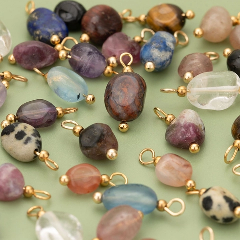 Handgefertigte Edelstahl Naturstein Anhänger Für DIY Ohrringe Halskette Schmuckherstellung Original Design Edelstein Charms