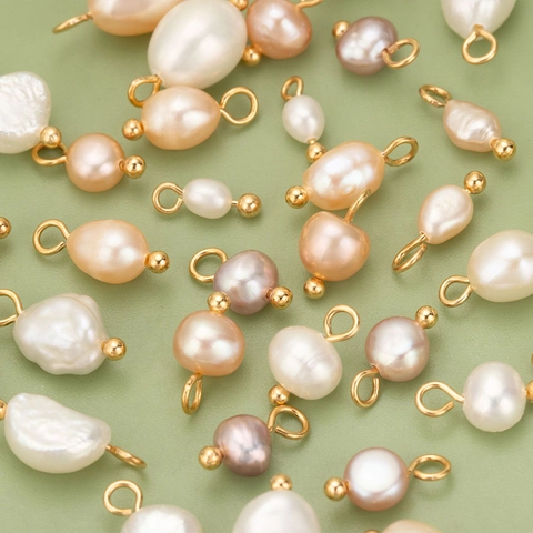 Baroque Irregular Natural Freshwater Pearl Pendants Alloy Gold Plated Charm DIY Jewelry Findings For Earring Necklace Women
