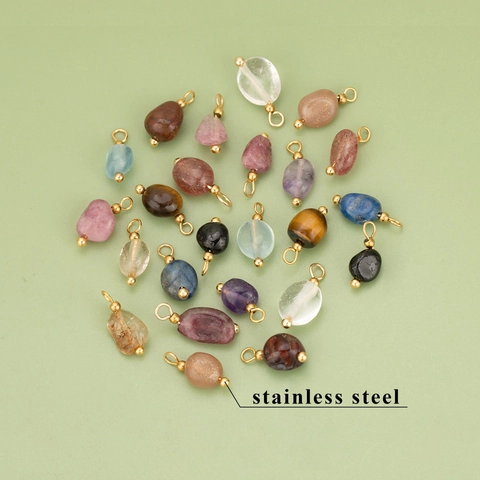 Handgefertigte Edelstahl Naturstein Anhänger Für DIY Ohrringe Halskette Schmuckherstellung Original Design Edelstein Charms