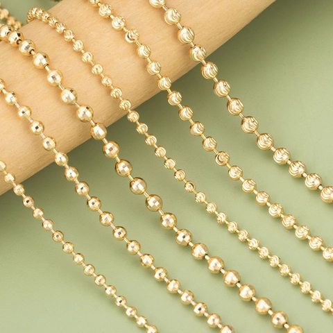 Catena a Sfere in Rame Placcato Oro 18K Texturizzata Sfaccettata Per Gioielli DIY Collana Orecchini Componenti