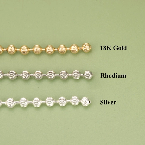 Catena a Sfere in Rame Placcato Oro 18K Texturizzata Sfaccettata Per Gioielli DIY Collana Orecchini Componenti