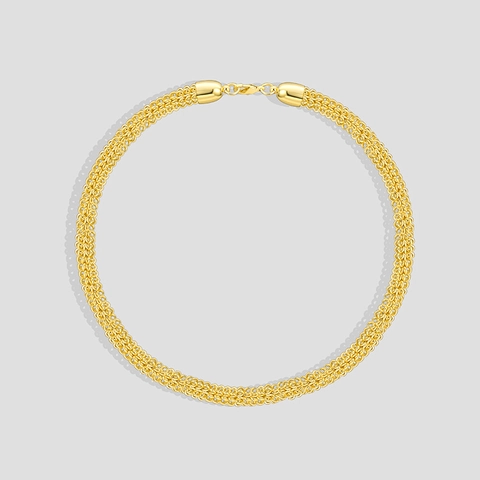 Französisches Vintage Minimalistisches Kupfer Choker Halskette Für Damen 18K Vergoldet Geflochtene Textur Gliederkette Schmuck