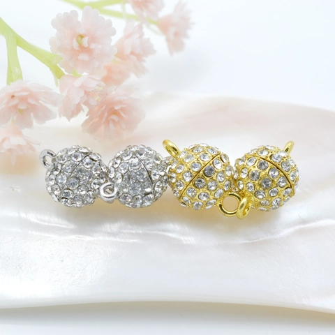 Fermi Magnetici Rotondi Per Gioielli Con Strass Per Collane Bracciali Connettori In Lega Placcati Oro Argento