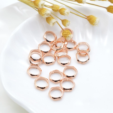 Hexagonal Faceted Copper Beads Geometric Open Ring Spacer Findings Electroplated Jewelry Accessories For DIY Crafting