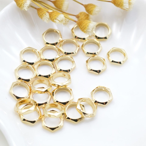 Hexagonal Faceted Copper Beads Geometric Open Ring Spacer Findings Electroplated Jewelry Accessories For DIY Crafting