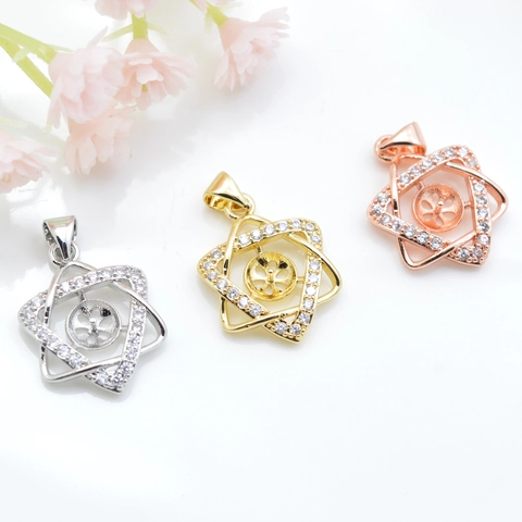 Base per Ciondolo in Rame a Esagramma Con Strass Intarsiati Accessorio per Creazione di Collane con Perle