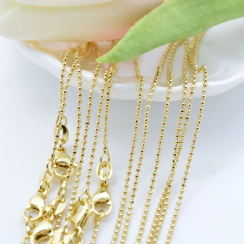 Catena a Sfere in Rame Placcato Oro 18K Collana a Clavicola per Creazione Gioielli DIY Accessorio Elegante Minimalista Donna