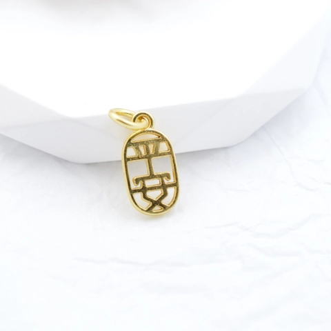 Antiek Goud Hol Ping'an Karakter Legering Hanger Retro DIY Charm Voor Armband Ketting Sieraden Maken Vredesteken Hanger
