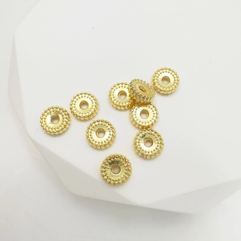 Gold Plated Alloy Beaded Edge Round Spacer Beads For DIY Necklace Bracelet Jewelry Making Accessories Handmade Findings