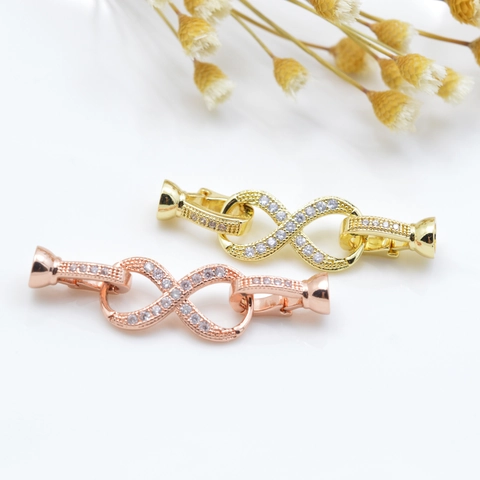Chiusura per Connettore Gioielli con Simbolo dell'Infinito Zirconia Intarsiata Ottone Accessori per Creazione Gioielli
