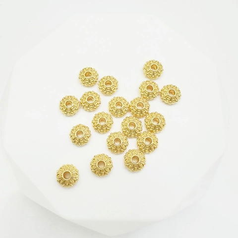 Legierung Lotus Blume Sonne Muster Zwischenperlen 18K Vergoldet DIY Schmuckzubehör Rad Lose Perlen Für Halskette Herstellung