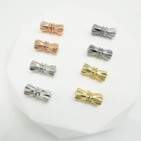 18K Gold Plated Copper Bowknot Screw Clasp Connector For DIY Necklace Bracelet Jewelry Making Findings Elegant Ribbon Style Accessory