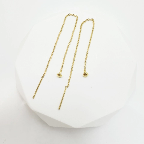 Minimalist Copper Electroplated Long Chain Threader Earrings With Mushroom Head Gold Silver Rose Gold Earring Findings Jewelry