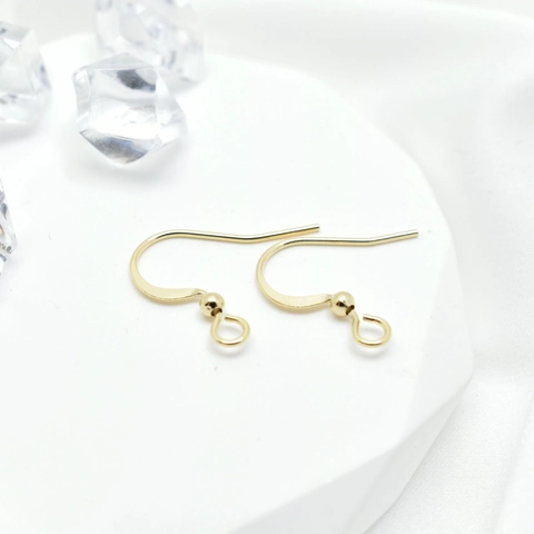 Fabricación Joyería DIY Ganchos Pendientes Cobre Chapado Oro 18K Hilos Oreja Gancho Pez Liso Con Bola Pendientes Artesanales