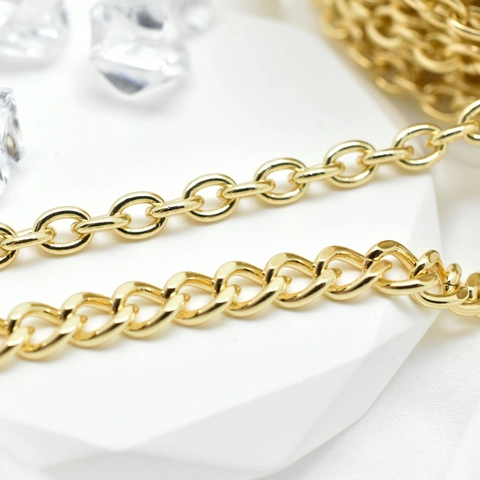 DIY Jewelry Making Accessories Copper 18K Gold Plated Oval Curb Chain Thick O-Shaped Link For Bag Jewelry Findings Supplies