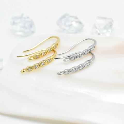 Crochets d'Oreilles Incrustés de Strass en Cuivre pour la Fabrication de Bijoux DIY Or et Or Blanc Plaqué Accessoires