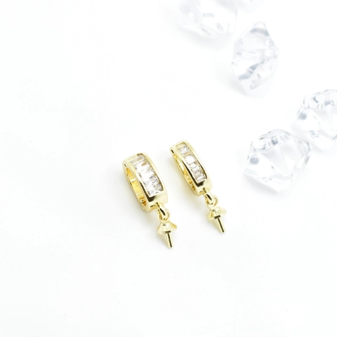 Copper Electroplated Trapezoid Rhinestone Pendant Clasp Connector For Jewelry Making DIY Pearl Pendant Needle Findings