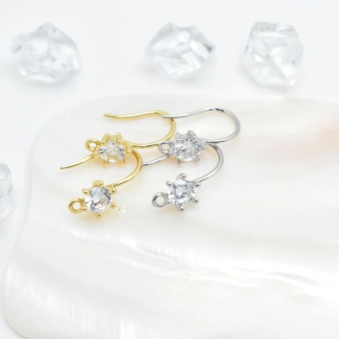 DIY Copper 6-Claw Rhinestone Earring Hooks Findings For Jewelry Making Gold Silver Minimalist Earring Accessories For Women