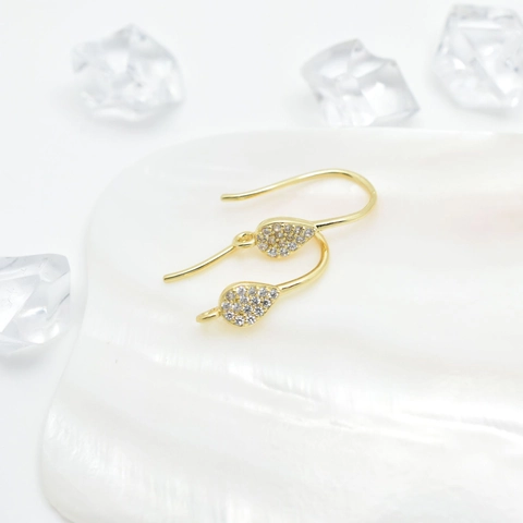 Koperen Waterdruppel Oorringhaken Met Zirconia Pave Minimalistisch DIY Sieraden Maken Accessoires Goud Zilver Verguld