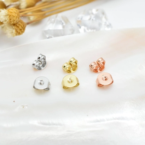 Copper Plated 18K Gold Butterfly Earring Backs Stoppers DIY Jewelry Making Smooth Metal Earring Nuts Replacements Closures