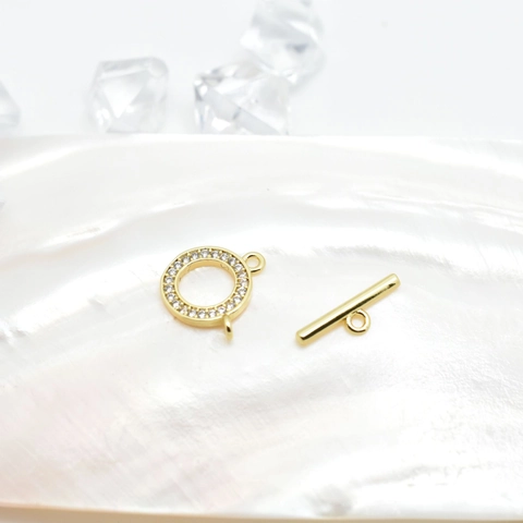 Copper Rhinestone Toggle Clasp Set For Jewelry Making Heart Circle Clover Shaped DIY Necklace Bracelet Connector Clasp Only Accessories For Women