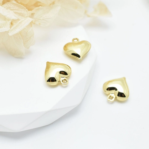 Minimalist Copper Heart Shape Pendant Mirror Polish Electroplated Gold White Gold Pendants For DIY Necklace Jewelry Making Accessories