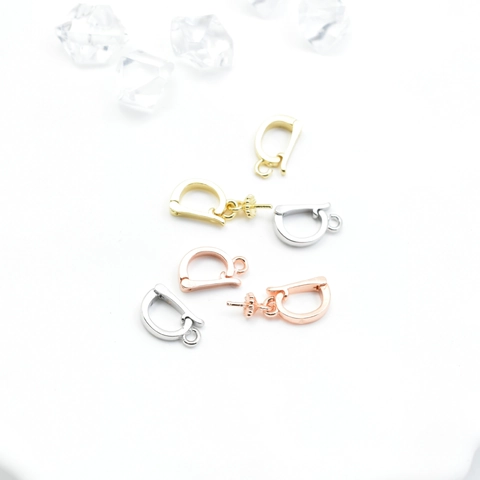 DIY Jewelry Making Pendant Bail Copper D-Shape Connector For Pearl Necklace Findings Electroplated Minimalist Accessories