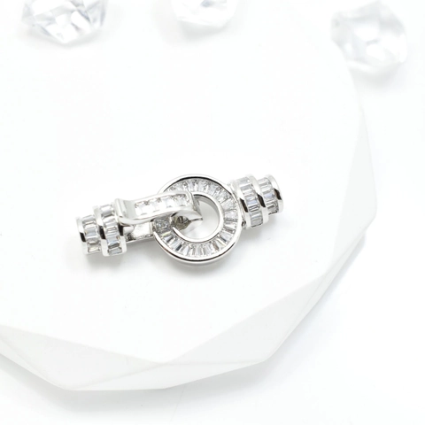 DIY Jewelry Clasp Baguette Rhinestone Connector Clasp Only (Without Chain) Copper Plated 18k Gold Necklace Accessory