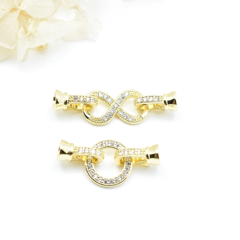 Copper Rhinestone Infinity Round Jewelry Clasp Connector For Pearl Necklace Bracelet DIY Making Personalized Accessories