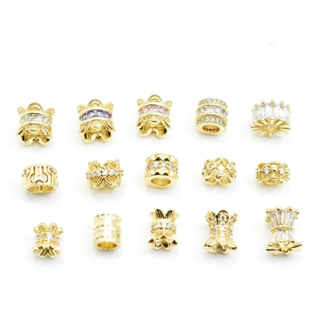 Copper Rhinestone Beads DIY Jewelry Spacer Beads For Bracelet Necklace Making Accessories Hollow Butterfly Heart Crown Beads