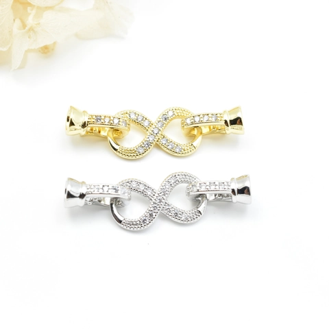 Copper Rhinestone Infinity Round Jewelry Clasp Connector For Pearl Necklace Bracelet DIY Making Personalized Accessories
