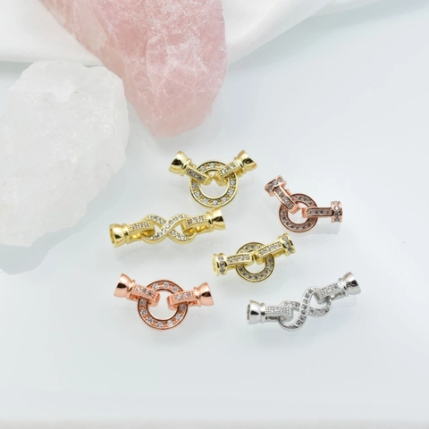 Copper DIY Jewelry Connector Clasp With Rhinestone Pave Infinity Round Disc Style For Necklace Bracelet Making Women Jewelry Findings