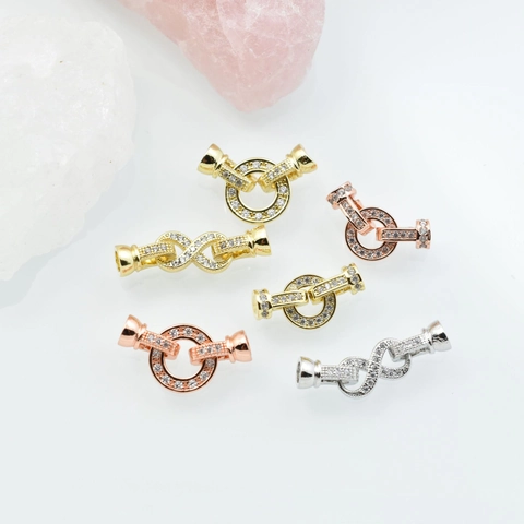 Copper DIY Jewelry Connector Clasp With Rhinestone Pave Infinity Round Disc Style For Necklace Bracelet Making Women Jewelry Findings