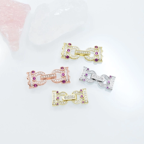 Fermoir Connecteur de Collier Bracelet Multi-Rangs en Cuivre avec Strass Or Or Blanc Or Rose Création de Bijoux DIY